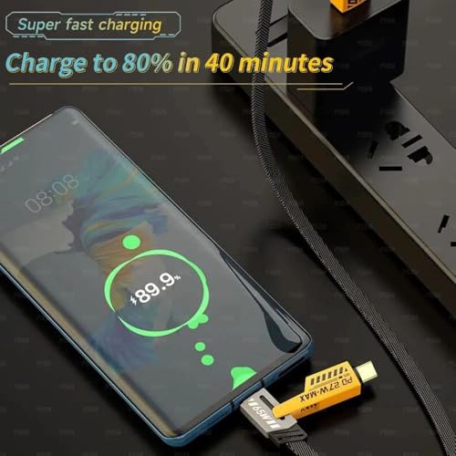 Punnkk 4 in 1 Metal Flat Braided Indestructible Cable 1m 65W/ PD 27W with lightning to type C, type C to C, Lighting to type A compatible for iPhones, iPads, Macbooks, Type C Laptops - Image 3