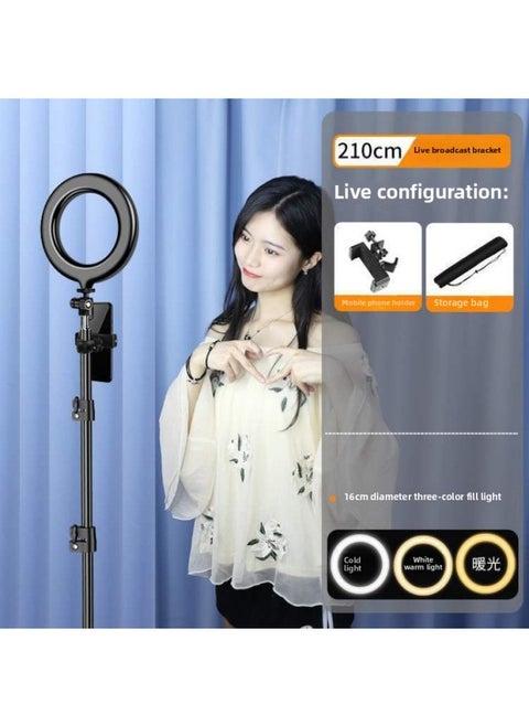 Mobile Phone Live Light Filling Net Red Light Photo Filling Desktop Photography Lamp Beauty Lamp Ring Light Filling Bracket Anchor Beauty-Specifications:2.1m +16cm Lamp + Storage Bag