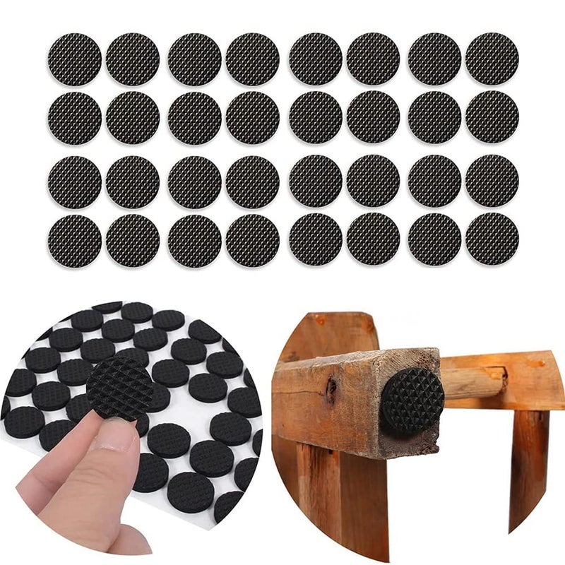 Smoni Cheshu Enterprise 32 Pcs Furniture Pads Kit Round Rubber Floor Protector Non Slip Furniture Pads Sofa Bed Dining TableDining Chairs Balance Pad Noise Insulation Pad Black 2 CM - Image 1