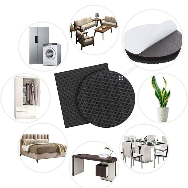 Smoni Cheshu Enterprise 32 Pcs Furniture Pads Kit Round Rubber Floor Protector Non Slip Furniture Pads Sofa Bed Dining TableDining Chairs Balance Pad Noise Insulation Pad Black 2 CM - Image 4
