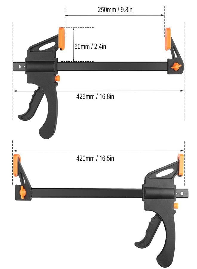 GENHAKON 6 Pack 10 Inch F Bar Clamp, Medium Duty 300lbs One Handed Clamps/Spreader, Bar Clamps for Woodworking, Crafting, by GENHAKON - Image 2