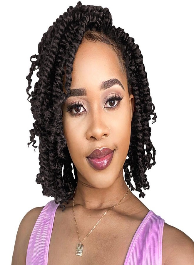بوهوبابي شعر كروشيه BOHOBABE مسبق التضفير بتصميم Passion Twist، طوله 6 بوصات، بني اللون، مع حلقات مسبقة، 8 عبوات (4#) - Image 1