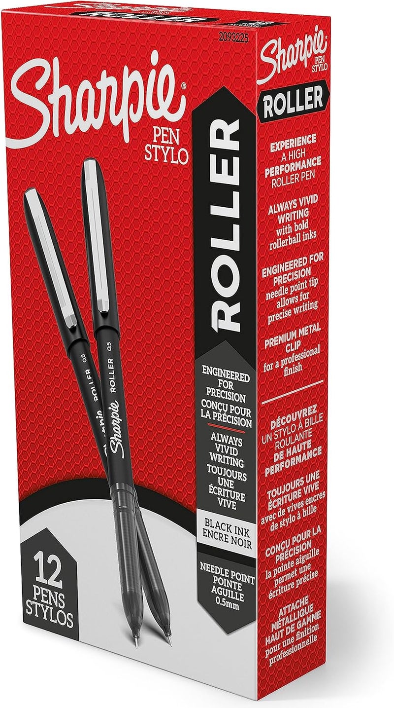 Sharpie Rollerball Pen Needle Point 0.5Mm Pens Writing Journaling Pens Precision Pen Black Ink 12 Count - Image 1