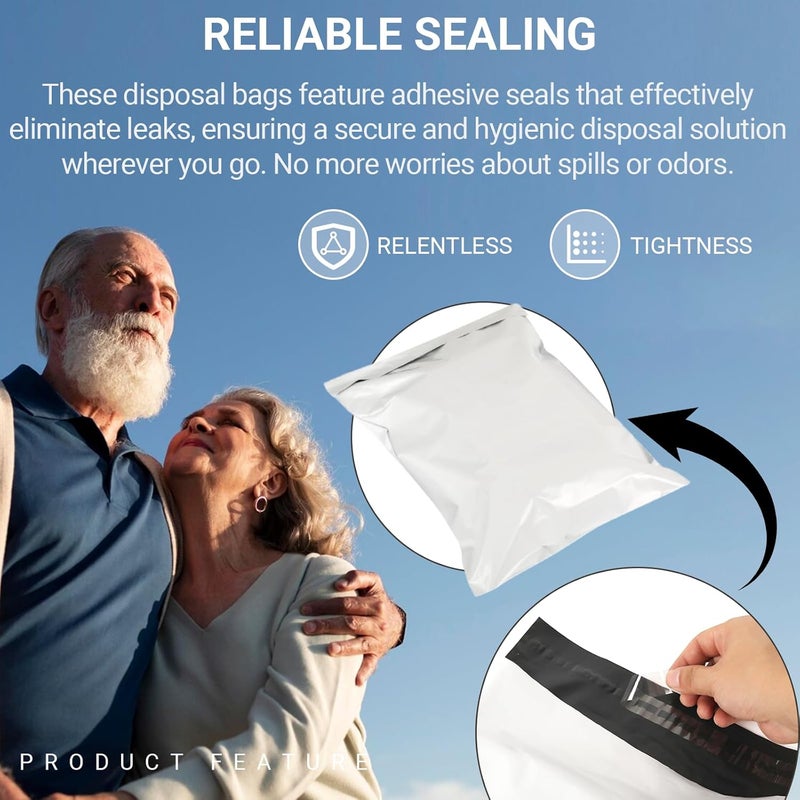 Calvana حقائب حفاضات بالغة سميكة قابلة للتصرف من كالفانا 100 قطعة، حقائب التخلص محكمة الإغلاق، مقاومة للتمزق، حفاضات بالغة جيني كبيرة جداً تمنع التسرب، حقائب التخلص من السلس 12 × 17 إنش - Image 3