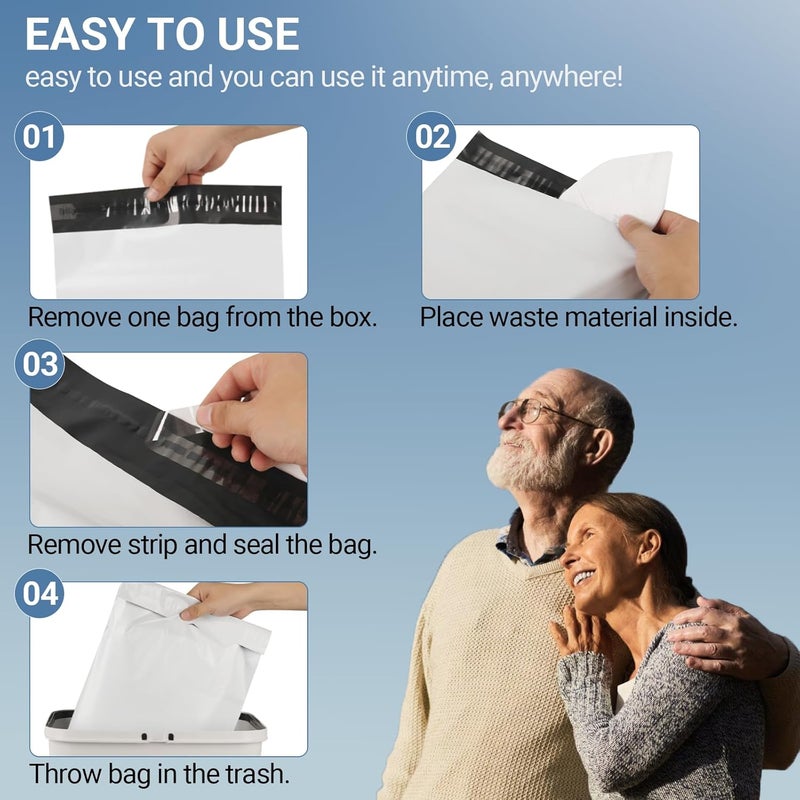 Calvana حقائب حفاضات بالغة سميكة قابلة للتصرف من كالفانا 100 قطعة، حقائب التخلص محكمة الإغلاق، مقاومة للتمزق، حفاضات بالغة جيني كبيرة جداً تمنع التسرب، حقائب التخلص من السلس 12 × 17 إنش - Image 4