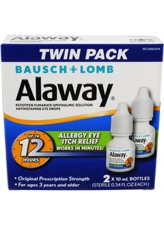 Allergy Eye Itch Relief Eye Drops by Alaway, Antihistamine, 10 mL (Pack of 2)