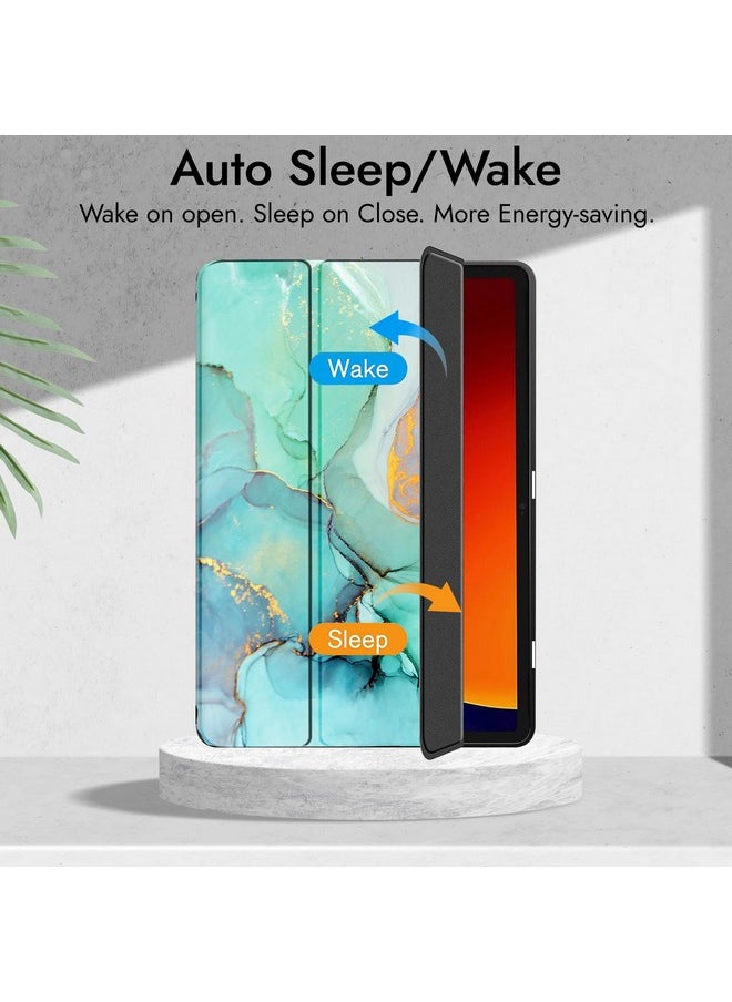 Robustrion - Robustrion Cover for Samsung Tab S9 11 inch/Tab S9 FE Cover Case 10.9 inch, Flip Case Cover with [S Pen Holder] for Samsung Galaxy Tab S9 Tablet/Tab S9 FE Tablet Cover [Auto Sleep Wake] - Marble Green - Image 1