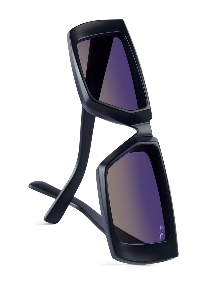 Woggles - Red Pappy Lune Blue Rectangle Sunglasses - Image 1