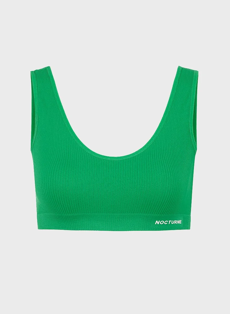 Nocturne Logo Print Detail Ribbed Bralette