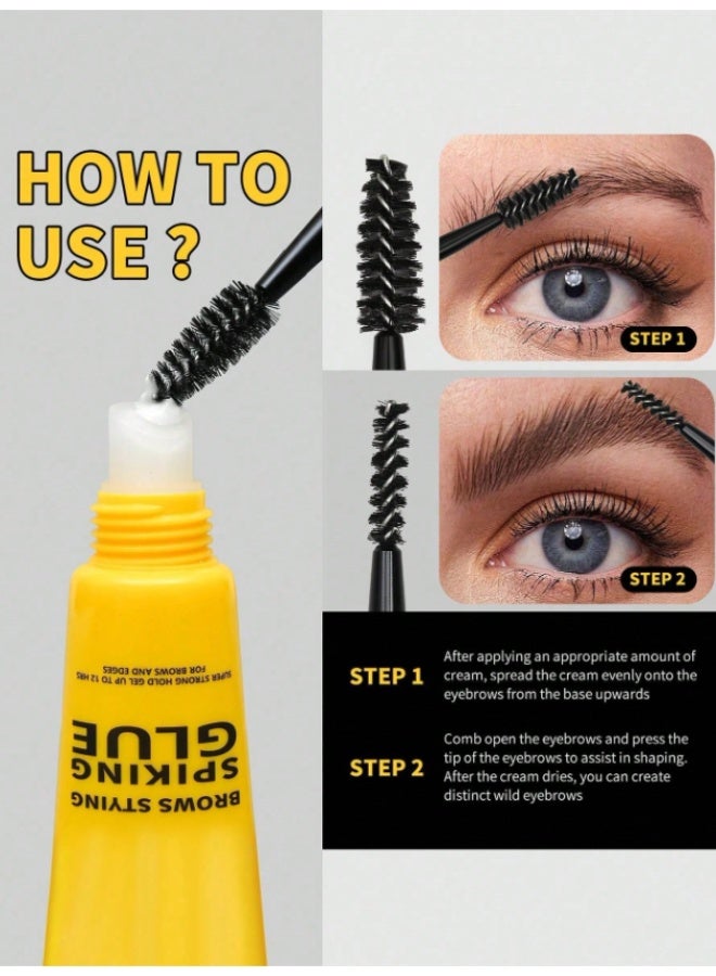 Professional Brows Styling Spiking Glue, Super Strong Hold Eyebrow Gel Up to 12 Hours, Water Resistant Brow and Edge Styling Glue with Double-Ended Brush - Image 4