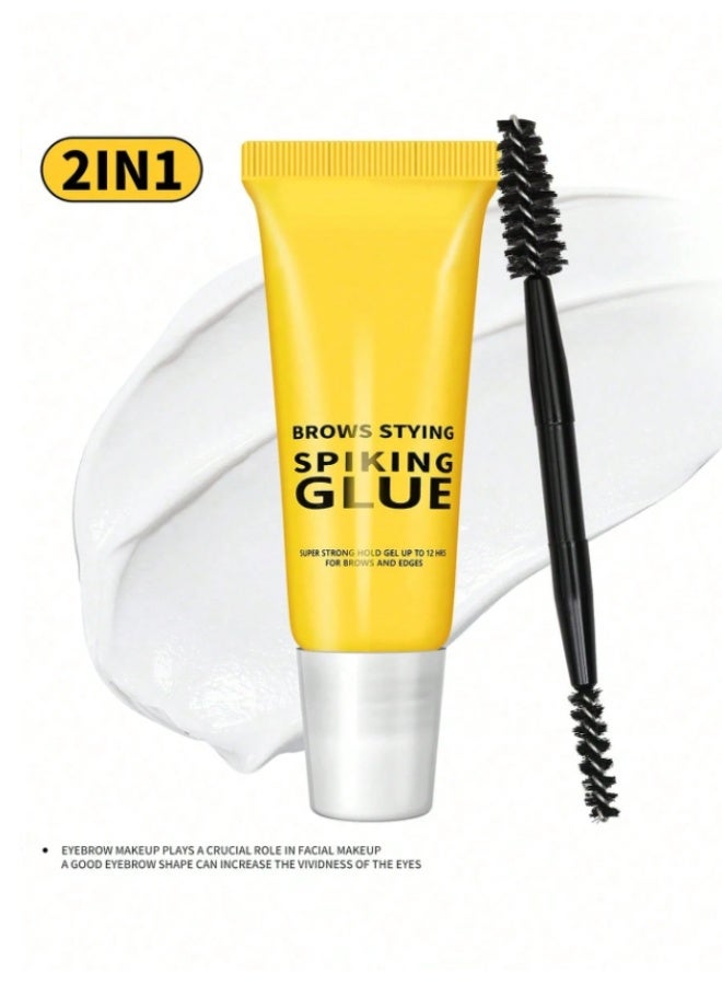Professional Brows Styling Spiking Glue, Super Strong Hold Eyebrow Gel Up to 12 Hours, Water Resistant Brow and Edge Styling Glue with Double-Ended Brush - Image 3