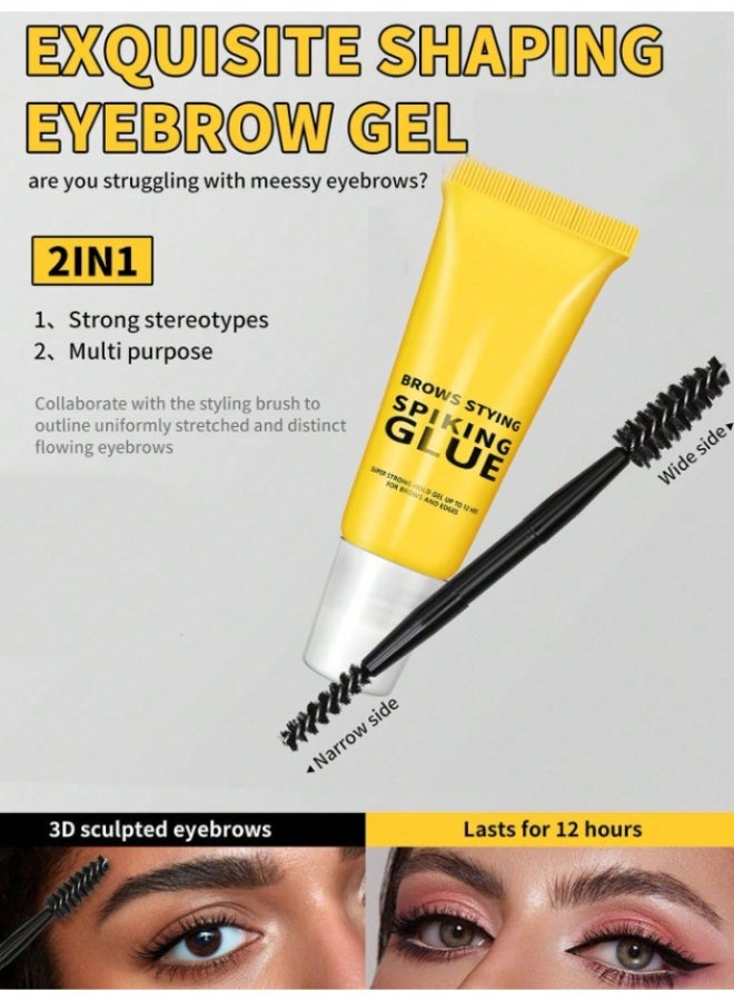 Professional Brows Styling Spiking Glue, Super Strong Hold Eyebrow Gel Up to 12 Hours, Water Resistant Brow and Edge Styling Glue with Double-Ended Brush - Image 5