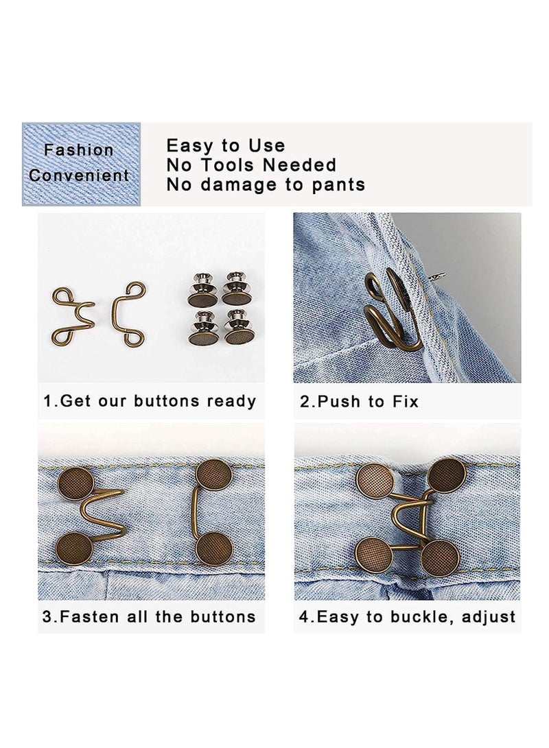 Excefore Waist Buckles, Upgraded Adjustable Nail-Free Waist Buckles, Premium 4 Sets Adjustable Waist Buckle Extender Set Jeans Extender Waist Extender Button - Image 2