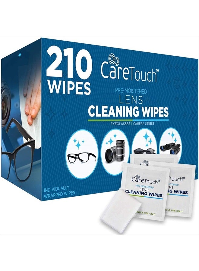Care Touch Lens Cleaning Wipes for Eyeglasses, 210ct - Individually Wrapped, Eye Glass Cleaning, Lens Wipes for Glasses/Sunglasses, Packaging May Vary - Image 1