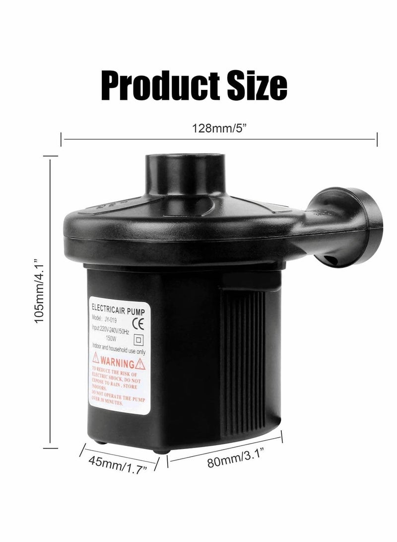 Excefore Electric Air Pump, Portable Quick-Fill Air Pump with 3 Nozzles,Car 240V/12V DC,Inflator/Deflator Air Mattress Pumps - Image 3