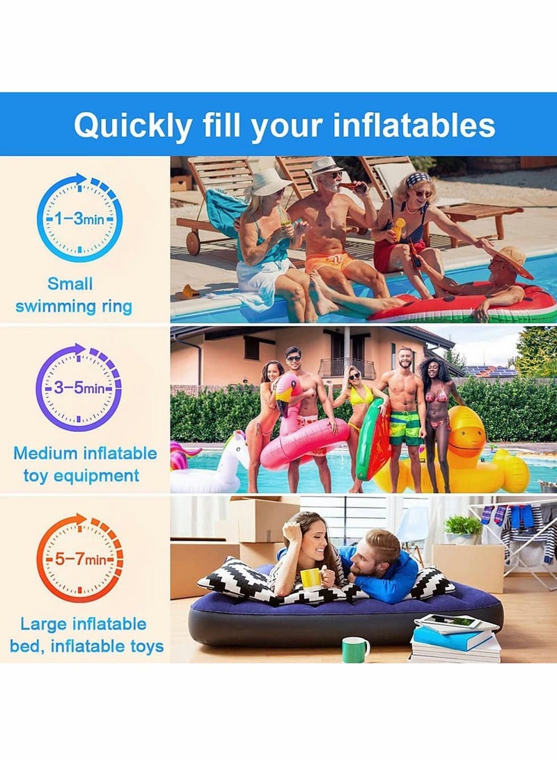 Excefore Electric Air Pump, Portable Quick-Fill Air Pump with 3 Nozzles,Car 240V/12V DC,Inflator/Deflator Air Mattress Pumps - Image 4