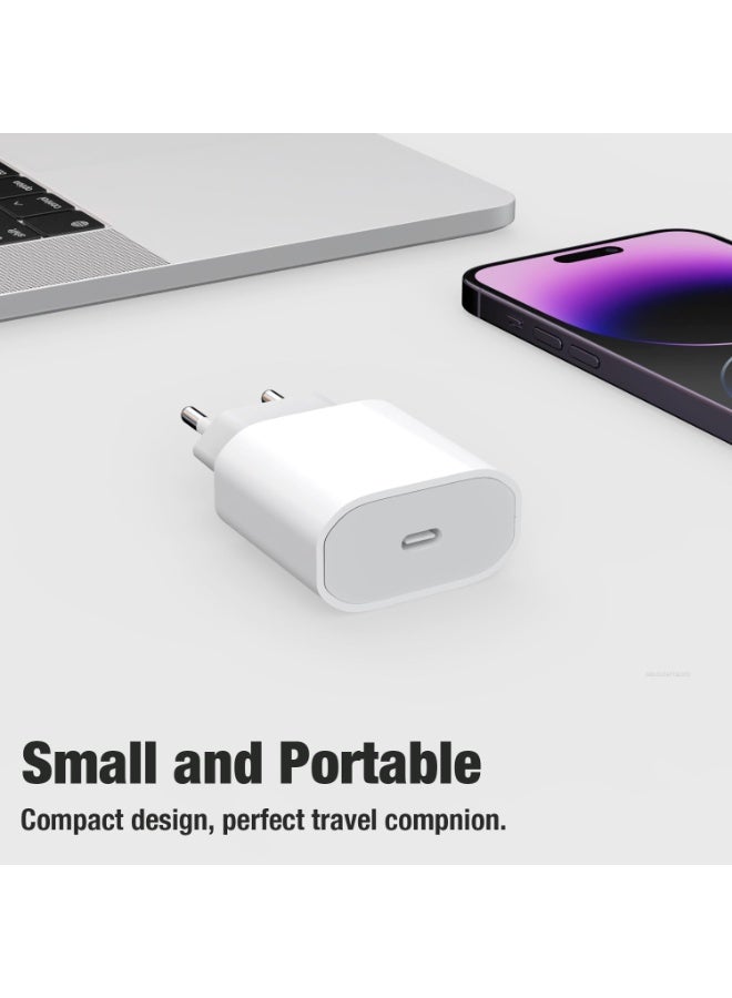 شاحن سريع 20W USB C مع كابل USB C إلى USB C 1m لـ iPhone 16/16 Pro / 16 Pro Max / 15/15 Pro / 15 Pro Max / 15 Plus ، iPad Pro / Air ، USBC Plug Head Charging Adapter Type C Wall Charged Current - Image 4