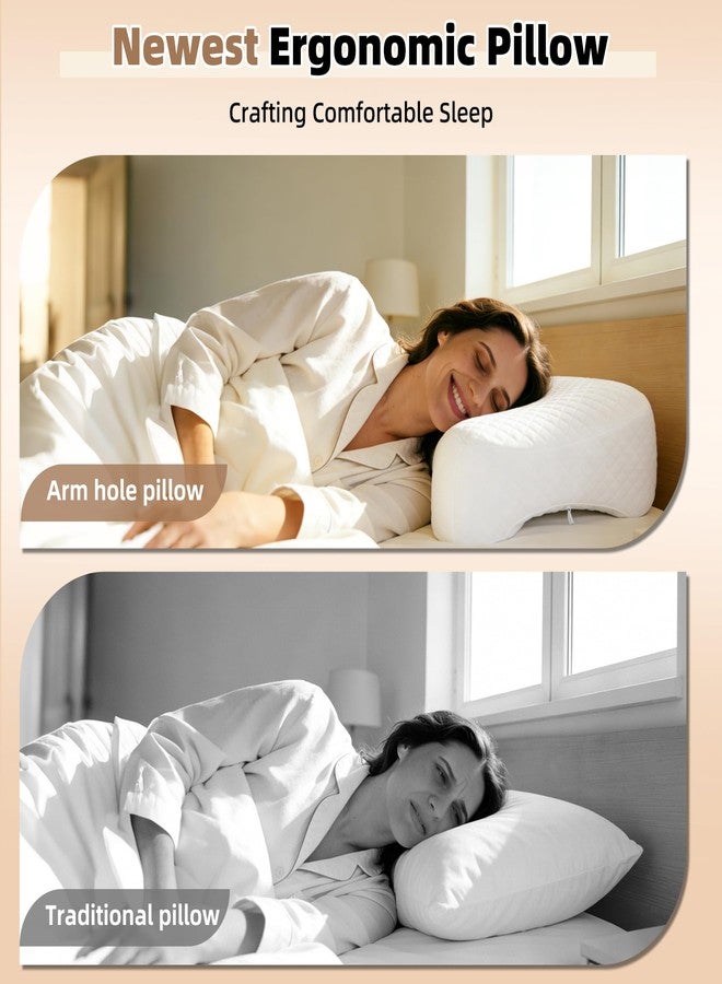 MONST Side Sleeper Pillow with Arm Hole - Memory Foam Pillow for Shoulder Pain Relief, Fits Side, Back & Stomach Sleepers, Pressure-Free Comfort, Ergonomic Multi-Angle Support, White - Image 5