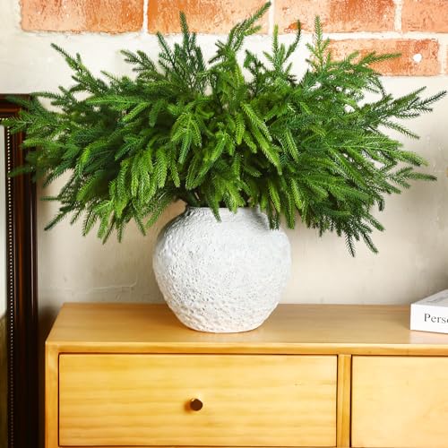 Jutom 12 Pcs 18 Inch Christmas Norfolk Pine Branches, Artificial Norfolk Branch Faux Plants Greenery Stem Pine Picks for Christmas Vase DIY Crafts Centerpiece Garland Wreath Home Decor - Image 5
