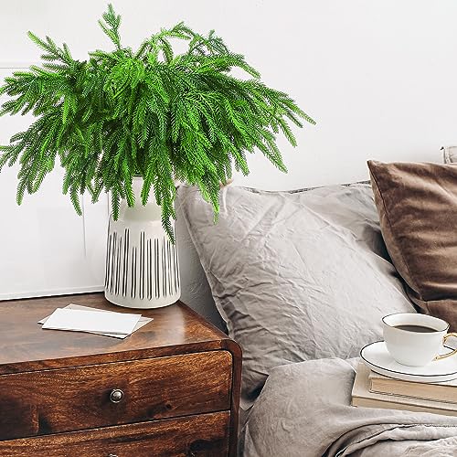 Jutom 12 Pcs 18 Inch Christmas Norfolk Pine Branches, Artificial Norfolk Branch Faux Plants Greenery Stem Pine Picks for Christmas Vase DIY Crafts Centerpiece Garland Wreath Home Decor - Image 4