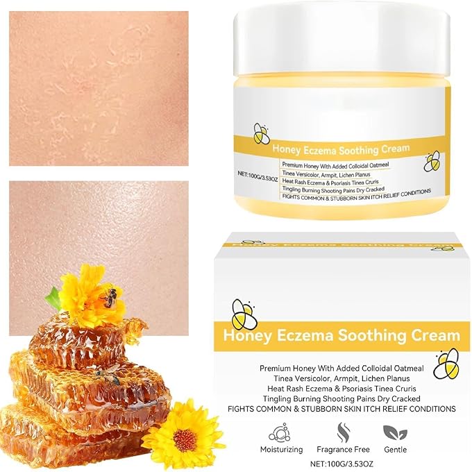 YOOJ Honey Soothing Cream for Dry Itchy Skin, 100g/3.53OZ Fragrance Free Gentle Moisturizing Cream with Colloidal Oatmeal, Soothing Face & Body Cream for Irritated Dry Cracked Rough Skin - Image 2