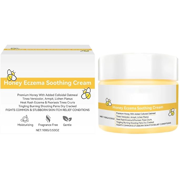 YOOJ Honey Soothing Cream for Dry Itchy Skin, 100g/3.53OZ Fragrance Free Gentle Moisturizing Cream with Colloidal Oatmeal, Soothing Face & Body Cream for Irritated Dry Cracked Rough Skin - Image 1