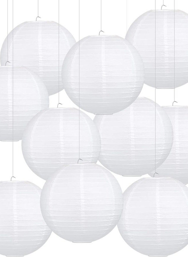 LIHAO 12 Inch White Round Paper Lanterns (10 Pack) - Image 1