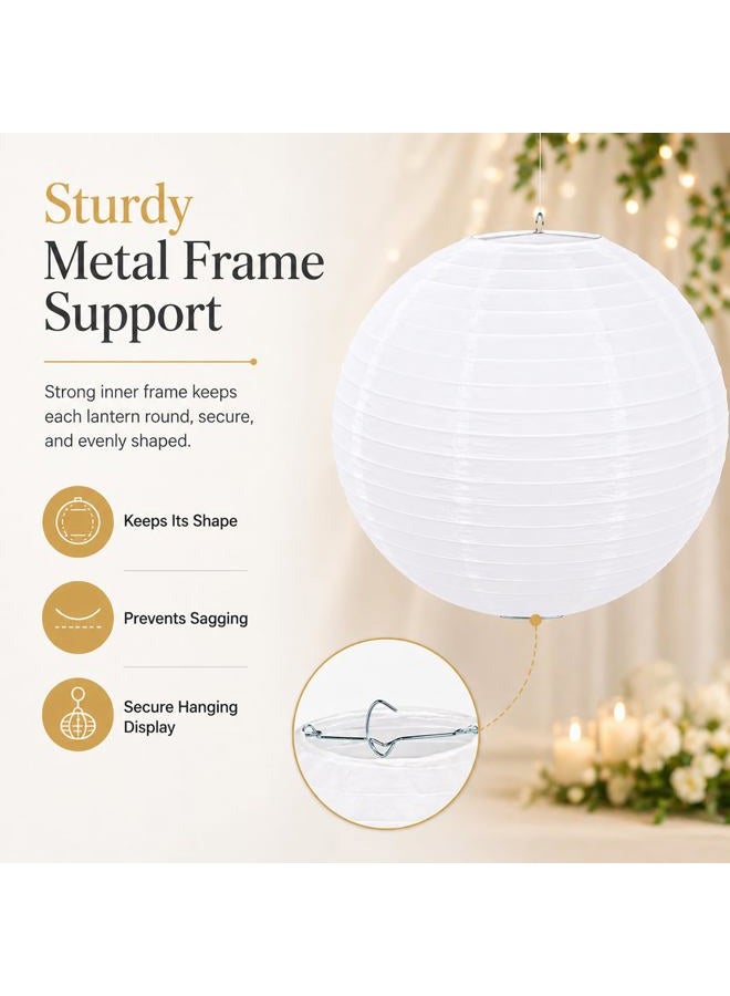 LIHAO 12 Inch White Round Paper Lanterns (10 Pack) - Image 4