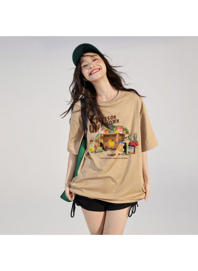 EPTISON Women's T-shirt Summer Fun Print Lettering Pure Cotton Breathable Loose Casual Short Sleeve Top - Image 2