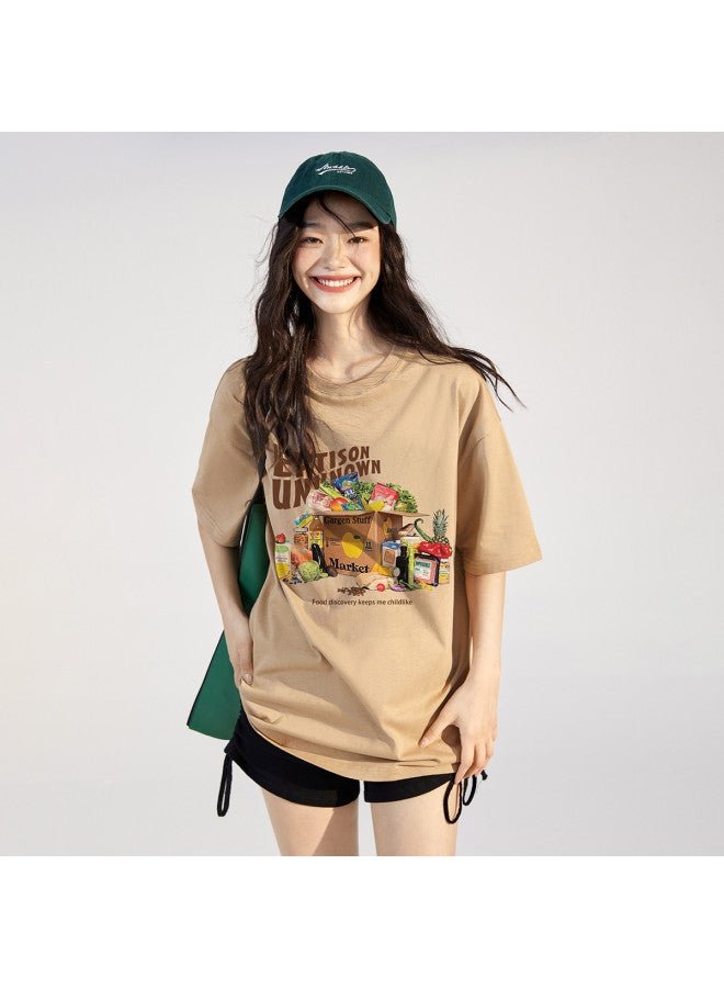 EPTISON Women's T-shirt Summer Fun Print Lettering Pure Cotton Breathable Loose Casual Short Sleeve Top - Image 3