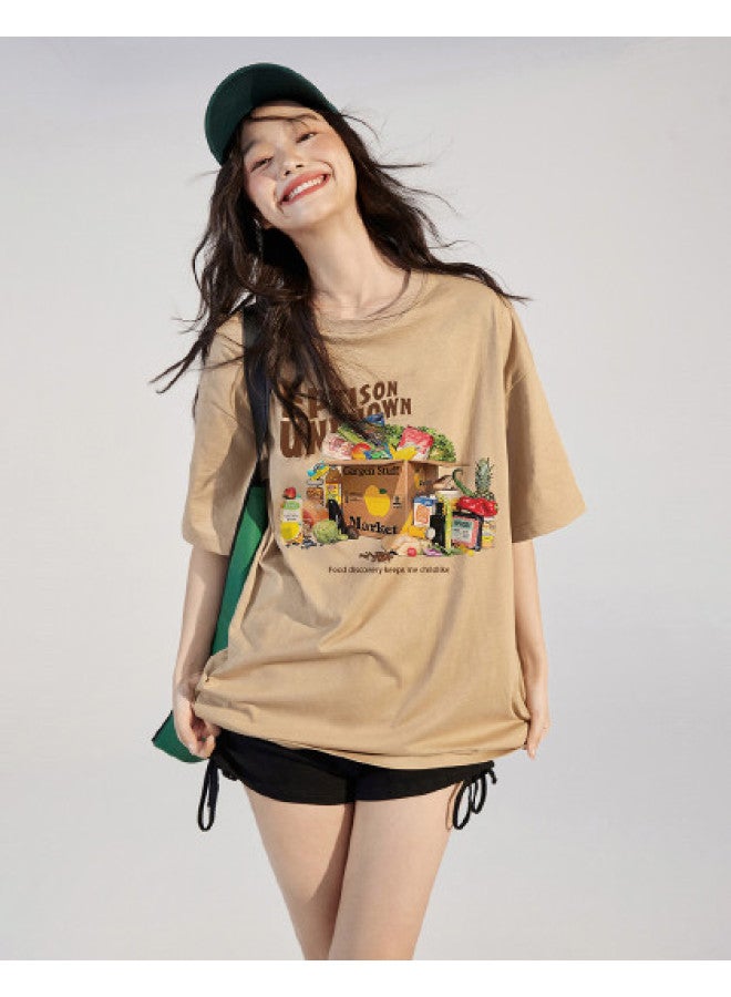 EPTISON Women's T-shirt Summer Fun Print Lettering Pure Cotton Breathable Loose Casual Short Sleeve Top - Image 1