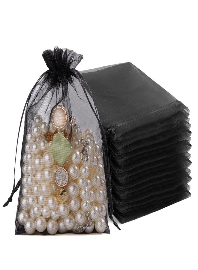 Crweety 50 Pcs, Organza Packaging Bags (Black, 4 x 6 Inch) - Image 1