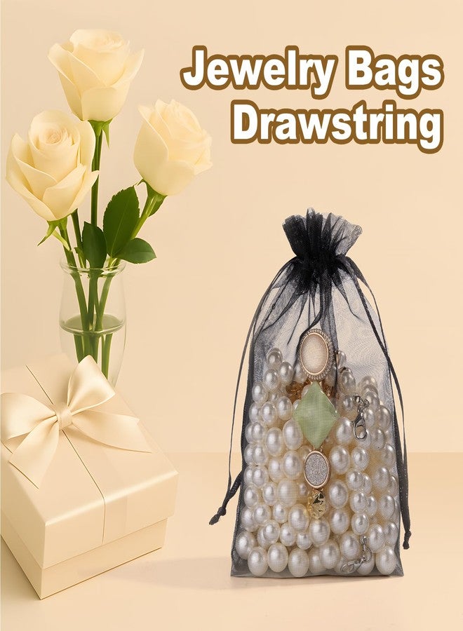 Crweety 50 Pcs, Organza Packaging Bags (Black, 4 x 6 Inch) - Image 5