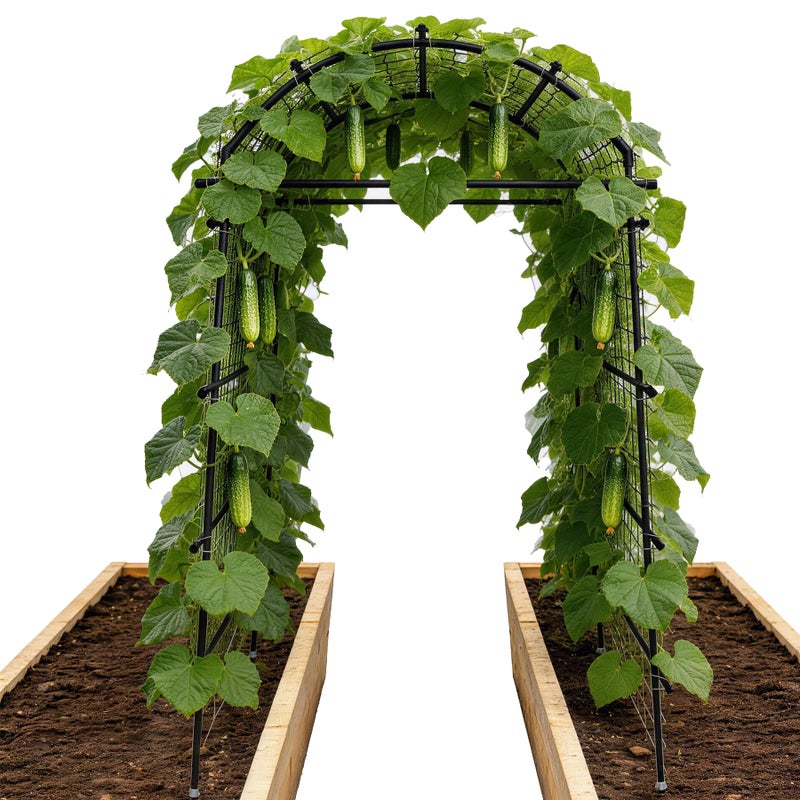 Toriexon Garden Arch Trellis for Climbing Plants, Adjustable Tunnel Trellis 7.4FT Tall & 2.8 FT Depth, Metal Plant Support Garden Trellis Arch for Outdoor Climbing Vine,Vegetable, Fruit, Flower - Image 1