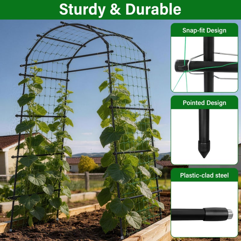 Toriexon Garden Arch Trellis for Climbing Plants, Adjustable Tunnel Trellis 7.4FT Tall & 2.8 FT Depth, Metal Plant Support Garden Trellis Arch for Outdoor Climbing Vine,Vegetable, Fruit, Flower - Image 3