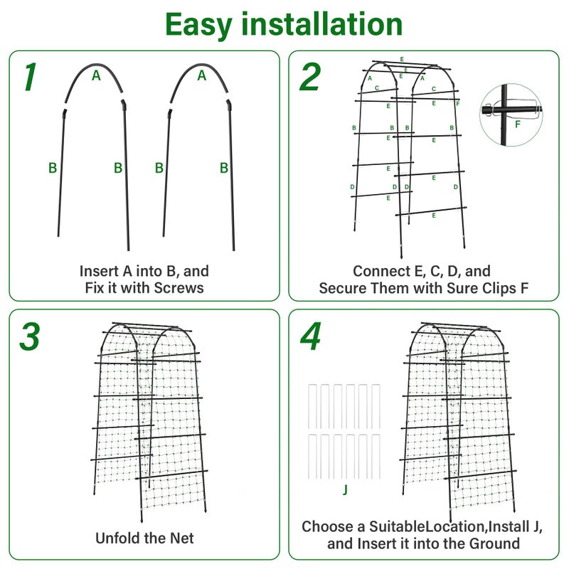 Toriexon Garden Arch Trellis for Climbing Plants, Adjustable Tunnel Trellis 7.4FT Tall & 2.8 FT Depth, Metal Plant Support Garden Trellis Arch for Outdoor Climbing Vine,Vegetable, Fruit, Flower - Image 5