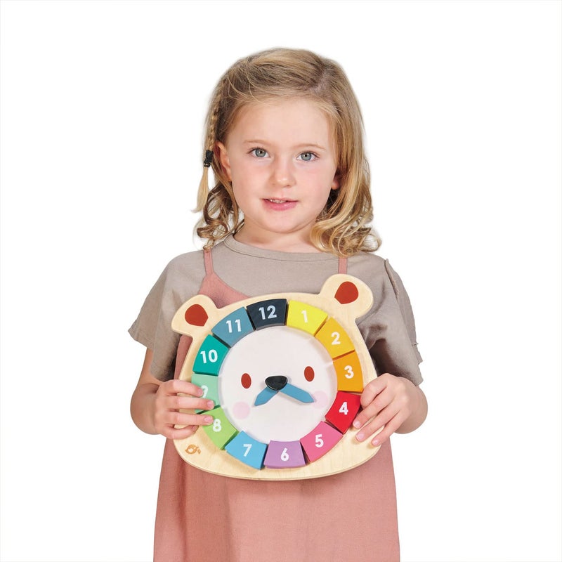 Tender Leaf Toys - 12 Pcs Bear Colors Clock, Early Learning Time, Educational Learning Clock Toy - Wooden Clock, Lovely Shapes - Cognitive Toy for Kids - Image 4