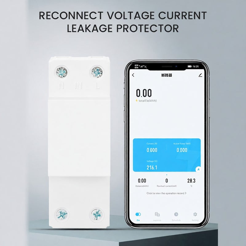tongou Tuya WiFi Intelligent Energy Meter with Metering Voltage Power Electricity Monitoring Leakage Protector 63A AC85-300V with LCD Display Support APP Remote Control Compatible with Google - Image 3