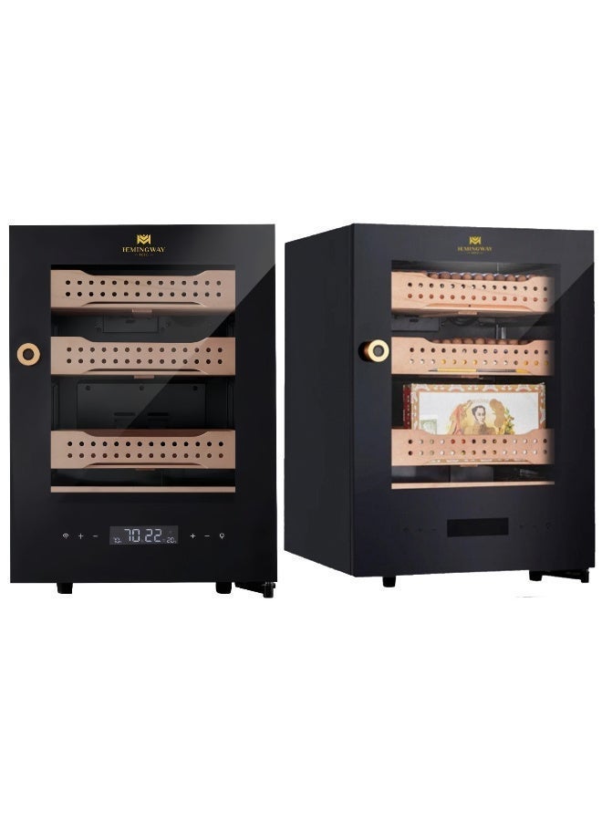Hemingway B1 350‑Ct Electric Cigar Humidor | Spanish‑Cedar, Touch Control, App + Fingerprint Lock - Image 1