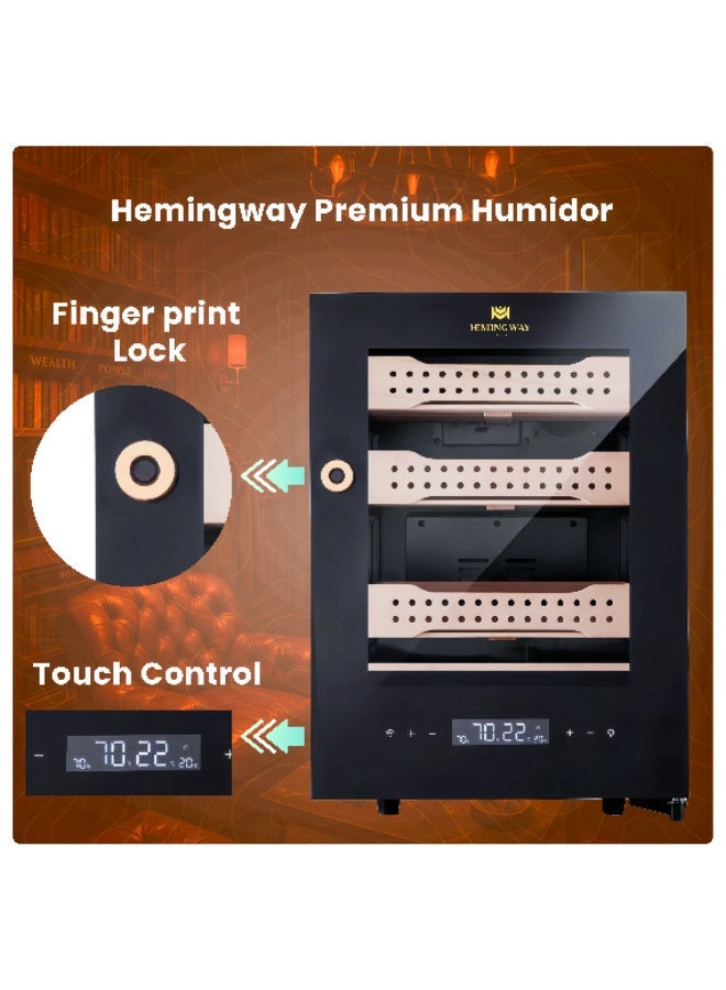 Hemingway B1 350‑Ct Electric Cigar Humidor | Spanish‑Cedar, Touch Control, App + Fingerprint Lock - Image 3
