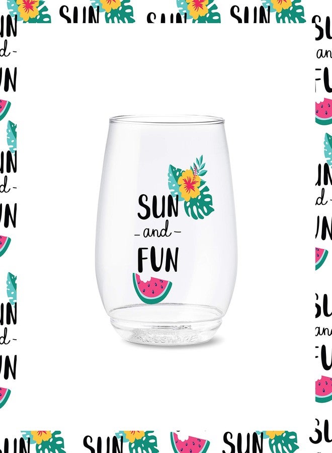 TOSSWARE POP 14oz Vino Summer Sips 1 Series, SET OF 6, Premium Quality, Recyclable, Unbreakable & Crystal Clear Plastic Wine Glasses - Image 2