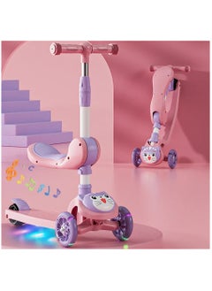 Arabest 3 in 1 Kick Scooter with Adjustable Height Handlebars, Foldable Design, Removable Seat, 3 LED Music Light Up Wheels and Anti-Slip Deck,for Boys and Girls Aged 3-12  - Image 1