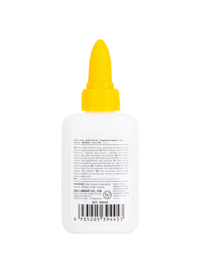Deli White Glue - 40ml, Non-Toxic, Washable, Twist-Lock Applicator, White, E39445 - Image 3