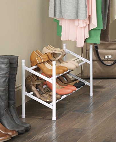 Whitmor 2-Tier Expandable and Stackable Shoe Rack, White - Image 2