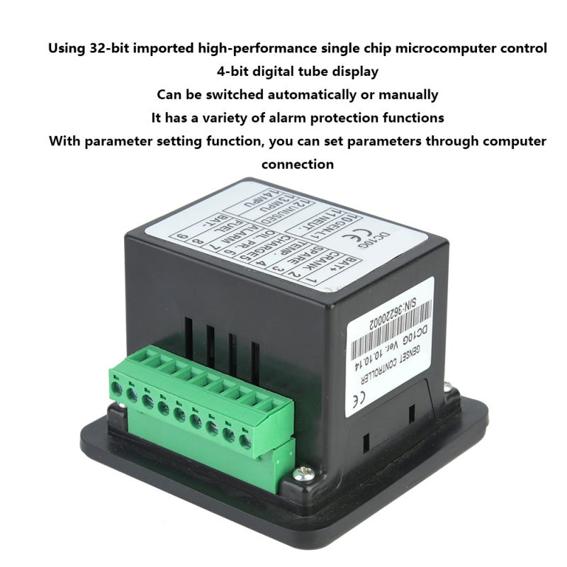 Engine Manual Start Controller 78x78x72mm 32-Bit Microcomputer Control DC10G - 4-Bit Digital Tube Display with Computer Parameter Setting for Generator Set Monitoring - Image 5