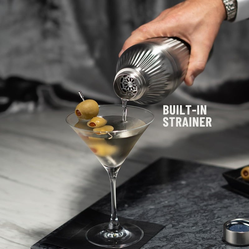 Elevated Craft Diamond Edition Hybrid Cocktail Shaker Set - Premium Vacuum Insulated Stainless Steel, 28 oz, Includes Built-In Strainer, Precise Measuring Top & XL Polishing Cloth - Martini Shaker - Image 5
