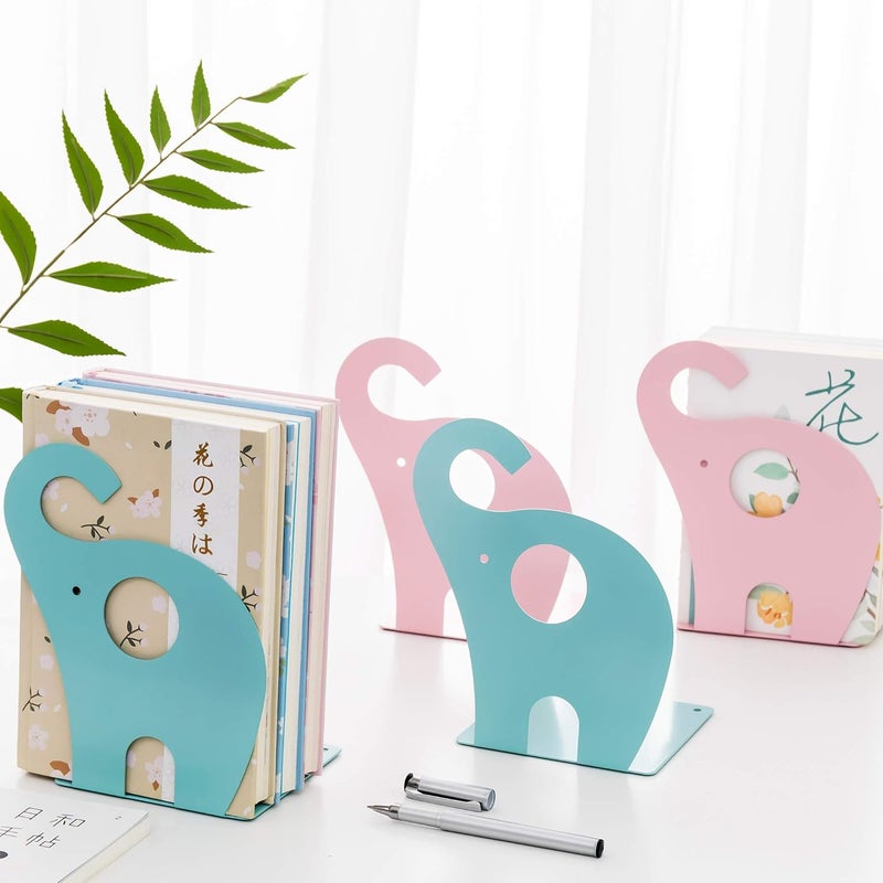 oddpod ™ Elephant Metal Bookends for Office Decor/Book Shelf/Living Room/Home Décor 1352 8.5" - Blue - Image 5