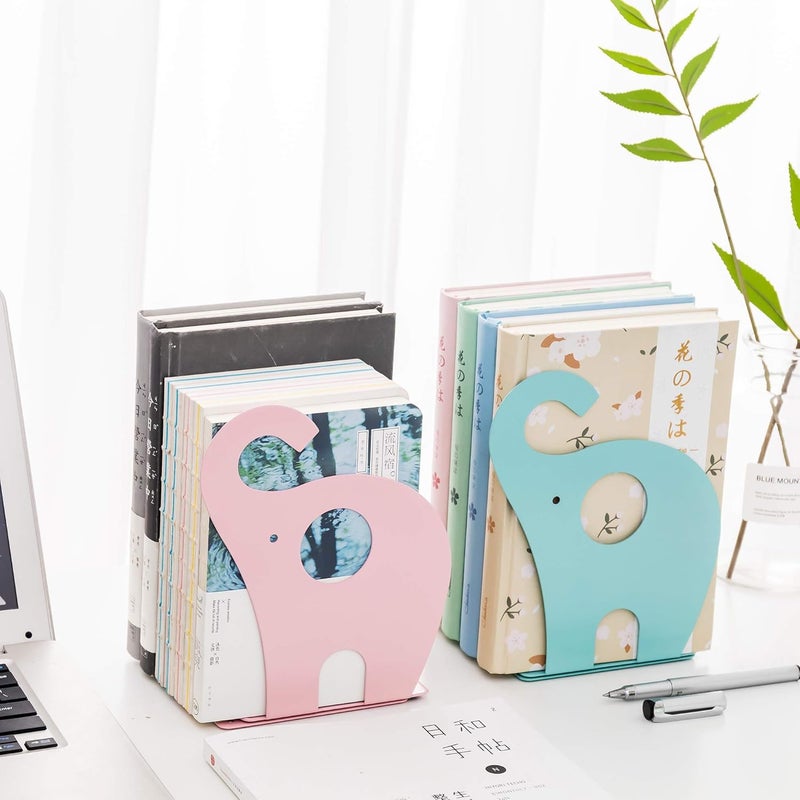 oddpod ™ Elephant Metal Bookends for Office Decor/Book Shelf/Living Room/Home Décor 1352 8.5" - Blue - Image 4