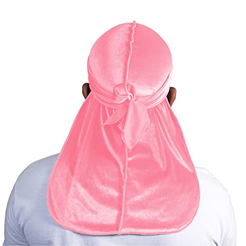 ForceWave Velvet Durag for Men Wave Cap Velvet Dorag for Men Women 360 Wave (Pink) - Image 3
