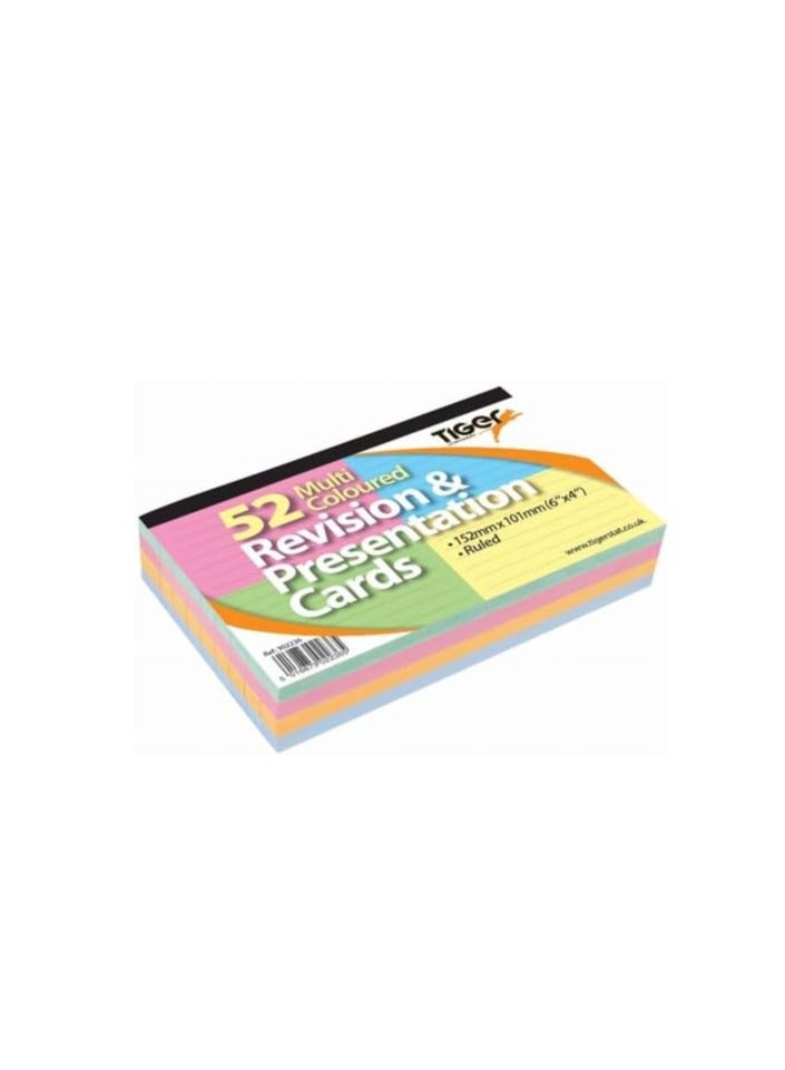 TIGER REVISION CARD RULED COLORED 6X4" 52 SHEETS - Image 1
